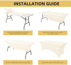 10-Pack 6ft Spandex Table Covers for Rectangle Standard Folding Tables - Wrinkle Resistant Stretch Tablecloths - Ultimate Fitted Table Protector for Parties, Banquet, Wedding - Image 5