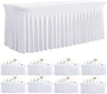Spandex Tablecloth 8FT Rectangle Table Cover 8 Pack White Wrinkle-Free by Outpain