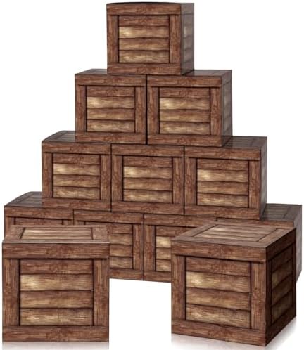 Gilprop 12 Pcs Cowboy Party Decorations Wood Grain Boxes Western Rustic by Gilprop
