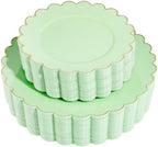 LIYH 60 Pcs Heavy Duty Sage Green Plastic Plates for Weddings, Scalloped by LIYHLoveinyourheart