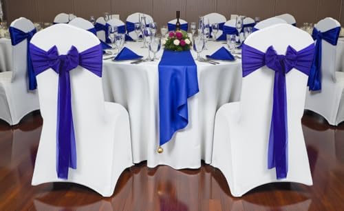 MDS Pack of 125 Chiffon Chair Sashes for Wedding & Event Décor - Royal Blue - Image 2