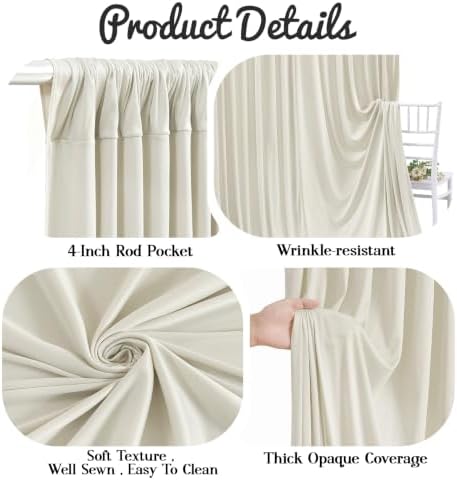 20ft x 10ft Beige Backdrop Curtains, 4 Panels Beige Drapes for Backdrop - Image 5