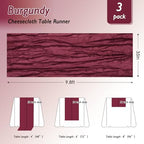 8 Pack Burgundy Red Cheesecloth Table Runner 120 Inch Boho Wedding Decor - Image 2
