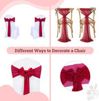 MDS Pack of 25 Chiffon Chair Sashes for Wedding & Event Décor - Apple Red - Image 4
