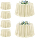 sancua Beige Round Tablecloth 132 Inch Fit 54-96 Inch Tables, 6 Pack by sancua