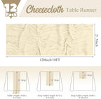 12 Pack Ivory Table Runner 10Ft Cheesecloth Table Runner Rustic Gauze Table Runners Romantic Long Cream Sheer Fabric Cheese Cloth Table Runners for Wedding Party Bridal Baby Shower - Image 2