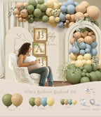 Classic Bear Baby Shower Decorations Set, Vintage Woodland Bear Party Supplies with Backdrop, BABY Boxes, Balloon Garland Arch Kit, Tablecloth, Banner, Mom to Be Sash & Dad to Be Badge - Image 3