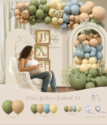 Classic Bear Baby Shower Decorations Set, Vintage Woodland Bear Party Supplies with Backdrop, BABY Boxes, Balloon Garland Arch Kit, Tablecloth, Banner, Mom to Be Sash & Dad to Be Badge - Image 3