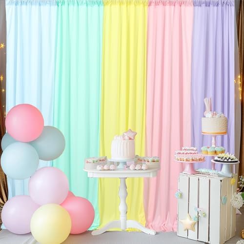 JCJ Unicorn Pastel Backdrop 5 Panels Rainbow Backdrop Curtains for Birthday Party Girls Bedroom Classroom Decoration 10 * 7FT - Image 6