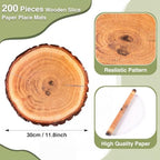 TaoBary 200 Pcs Disposable Wood Slice Grain Paper Placemats Bulk - Image 3