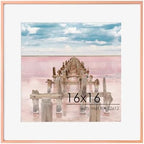 FLYJOE 16x16 Metal Square Picture Frame For Wall With Mat For 12x12, 16''x16'' Aluminum Photo Frames With Tempered Glass, Minimalist Modern Poster Frame Horizontally Vertically, Rose Gold by FLYJOE