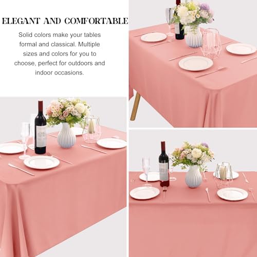 4 Pack Rectangle Tablecloth for 6 Foot Tables Washable Polyester Table Cover for Wedding Dining Table Parties Banquet（60x102 Dusty Rose） - Image 3