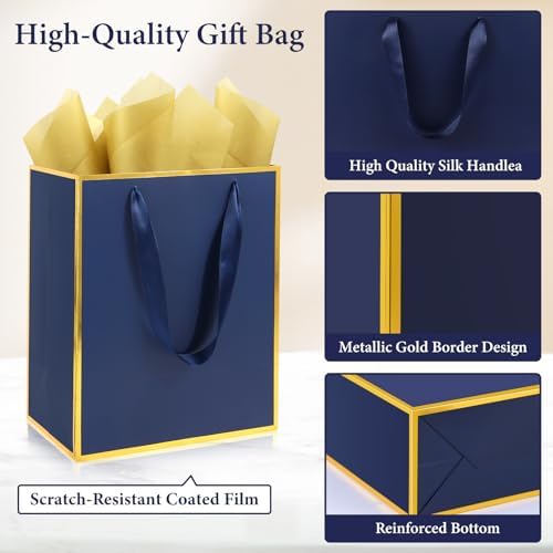 Addblu 28 Pack Bulk Luxury Gift Bags with Handles & 28 Tissue Papers - Image 3