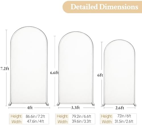 Beige Arch Backdrop Cover 7.2ft 6.6ft 6ft Arch Cover Set of 3 Arch Covers Stretchy Backdrop for Wedding Party Baby Shower Birthday Photography Spandex Arch Stand Covers Backdrop Curtains Decor - Image 7