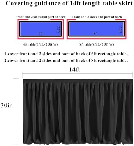 Ruffle Table Skirt for Teacher Desk Classroom Wedding Birthday, Black,14ft - Image 4