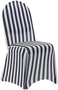 YOUR CHAIR COVERS - 6 Pack Stretch Spandex Chair Bands Striped - Black and White, Wedding Slip, Premium Quality by YourChairCovers