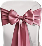 Pack of 50 Dusty Rose Satin Chair Sashes Bows 7x108 Inches Chair Ribbons - Image 3