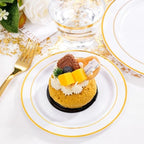 WELLIFE 300Pcs Gold Dinnerware Set for 50 Guests, Gold Rim Plastic Plates Disposable, 50 Dinner and 50 Salad Plates, 50 Cups, 50 Silverware Set for Party - Image 3