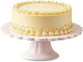 Vesici Pink Wooden Cake Stand Scalloped Round 10" L X 10" W X 3" H by Vesici