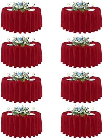 sancua 8 Pack Christmas Red Round Tablecloth 108 Inch Fit 42-96 Inch Tables by sancua