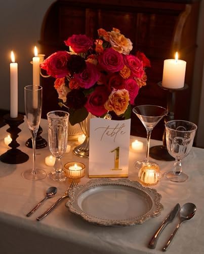 Gold Mirrored Acrylic Wedding Table Numbers 1-30 Set, Self-Standing Modern Arched Signs for Reception Seating, Anniversary & Bridal Shower, Elegant Wedding Decor (5x7 Inches) - Image 2