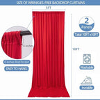10x10ft Wrinkle Free Red Backdrop Curtain for Parties Soft Fabric Drapes Wedding Red Curtain Backdrop for Birthday Party Decorations Background for Photography 5x10ft, 2 Panels - Image 5