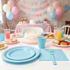 250Pcs Light Blue Plastic Party Plates and Napkins for Birthday,Baby Shower - Image 3