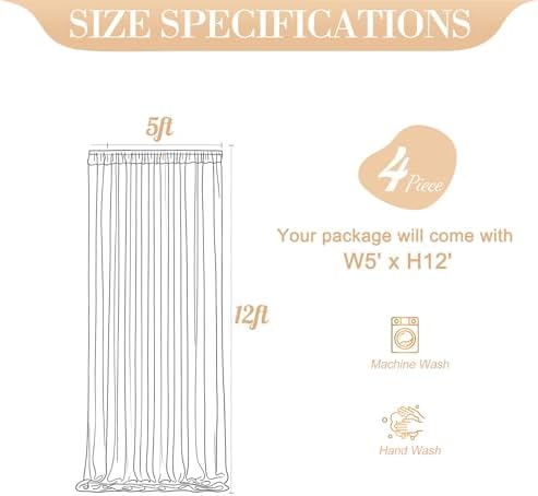20ft x 12ft Pink Tulle Backdrop Curtain for Baby Shower Party Sheer Fabric Backdrop Curtains for Girls Birthday Gender Reveal Back Drop Wedding Photo Backdrop Drapes Background 4 Panels 5ft x 12ft - Image 6