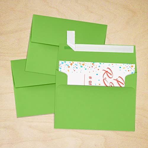 LUXPaper A2 Invitation Envelopes | Peel & Press | 4 3/8" x 5 3/4" | Limelight Green | 80lb. Text | 250 Qty - Image 7