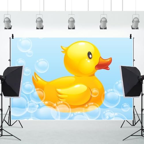 Rubber Duck Backdrop Yellow Duck Themed Baby Shower Background for Photography Swimming Duck Bubbles Child Kids Baby Shower Newborn Birthday Party Decoration Banner Photoshoot Backdrops 9x6ft - Image 3
