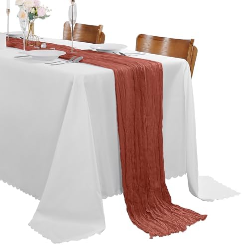 30 Pack Terracotta Cheesecloth Table Runner 9FT Rustic Sheer Table Runners 17x108 Inch Gauze Boho Runner for Wedding Bridal Baby Shower Birthday Party Table Decorations by Cupuamon