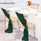 50 PCS Cheesecloth Chair Sashes Bows Wedding Aisle Decorations Chair Ribbon Ties Back Sash for Wedding Party Events Banquet Chair Cover Decoration (Emerald Green) - Image 5