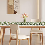 MAKHOT 2Pack White 6.6 Ft Eucalyptus Garland with Lovely Faux Rose Flowers, Artificial Eucalyptus and Rose Garlands Decor, Floral Greenery Garland for Wedding Home Table Decor (White) - Image 6