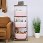 MiniArk Large Storage Baskets for Organizing, 17 x 13 x 7.5” Closet Shelf Baskets for Clothes Blanket Towels, Baby Nursery, Toy Bins Box, Woven Rope Baskets, 4 Packs Woven Pink - Image 4