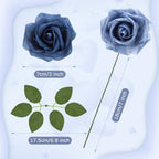 100 Pcs Artificial Rose Flowers, Dusty Blue Shades - Image 2