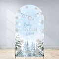 Baby It's Cold Outside Baby Shower Arch Backdrop Cover 6ft Winter Pastel Blue Boy Girl Party Snowflake Spandex Stretchy Fabric Arched Photo Background Welcome Sign Decorations 2.6x6ft by Unknown