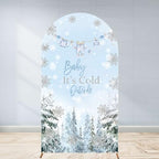 Baby It's Cold Outside Baby Shower Arch Backdrop Cover 6ft Winter Pastel Blue Boy Girl Party Snowflake Spandex Stretchy Fabric Arched Photo Background Welcome Sign Decorations 2.6x6ft by Unknown