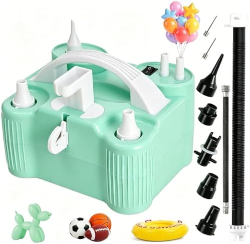 4-in-1 Electric Balloon Pump for All Balloons,Portable Dual Nozzle 600W Air Pump for Balloons,High Power Balloon Blower for Latex Foil 260q Mylar Balloon,Inflation Pool Float and Sports Balls by ziziella