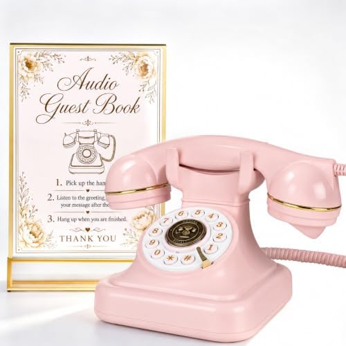 Wedding Audio Guest Book Phone with Voice Message Recorder, Vintage Voicemail Guestbook Machine for Wedding Reception, Bridal Shower, Anniversary, Birthday Party Keepsake by Unknown