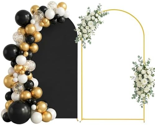 Arttown 7.2FT Gold Metal Arch Backdrop Stand and Black Arch Cover Set by Arttown