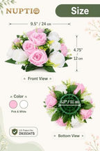 NUPTIO Pink & White Flower Balls: Artificial Rose Centerpieces for Tables - Image 5