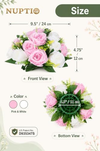 NUPTIO Pink & White Flower Balls: Artificial Rose Centerpieces for Tables - Image 5