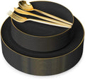 I00000 150Pcs Black Plastic Plates, Heavy Duty Black Plates for 30 Guests by I00000