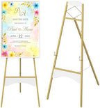 CHOEZON 43" Gold Easel Stand for Sign, Display Easel with 6 Adjustable Height Levels, Metal Art Easel, Poster Stand for Painting, Wedding Welcome Signs Holder, Gold and White TCJ26JW by Choezon