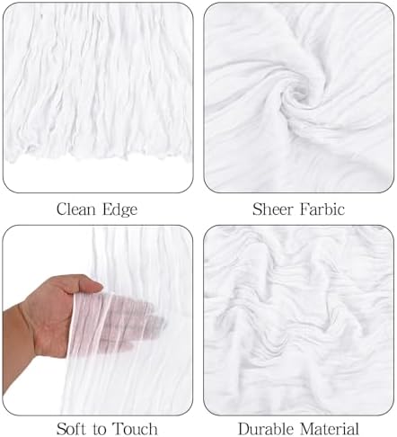 Showgeous 16 Pack White Cheesecloth Table Runner 17 x 108 Inch - Image 4