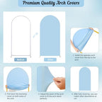 Blue Arch Backdrop Cover 2 Set - 6.6FT, 5FT Spandex Fitted Wedding Arch Stand Covers Round Top Chiara Arch Backdrop Stands Cover for Birthday Parties Banquet Photo Background Decoration - Image 7