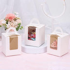 acDesign 100Pcs Cupcake Boxes With Window 3.6in*3.6in*4.3in Cupcake Carrier Individual With Handle and Inserts for Wedding Bakery Wrapping Party Favor Packing(White) - Image 4
