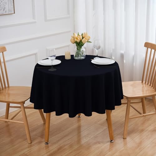 FINDYOU 6 Pack Black 60 Inch Round Tablecloths for 6 Foot Rectangle Tables. Stain and Winkle Resistant Polyester Washable Table Cloths for Parties Wedding Dining by TableClothAndTableRunner