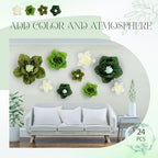 Cholemy 24 Pcs Tissue Paper Flowers, Crepe Paper Flowers Decorations 8" 10" 12" for Wedding Party Baby Bridal Shower Carnival Party Birthday Nursery Wall Decor (Green Series) - Image 5