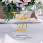 Tuanse 40 Pack Gold Acrylic Wedding Table Numbers 1-40 Clear Stand with Calligraphy Holders - 4 x 6 Inch Acrylic Table Signs for Wedding Reception Centerpieces - Image 7